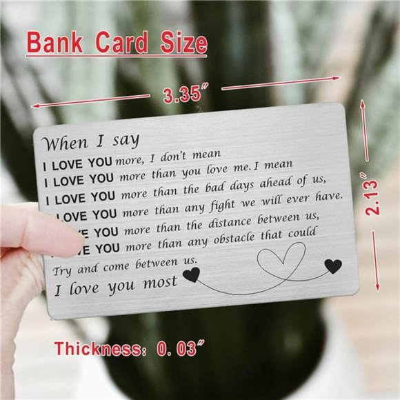 When I Say I LoveYou More,I Love You Most Gifts for Husband,Engraved Wallet Card - Picture 2 of 5